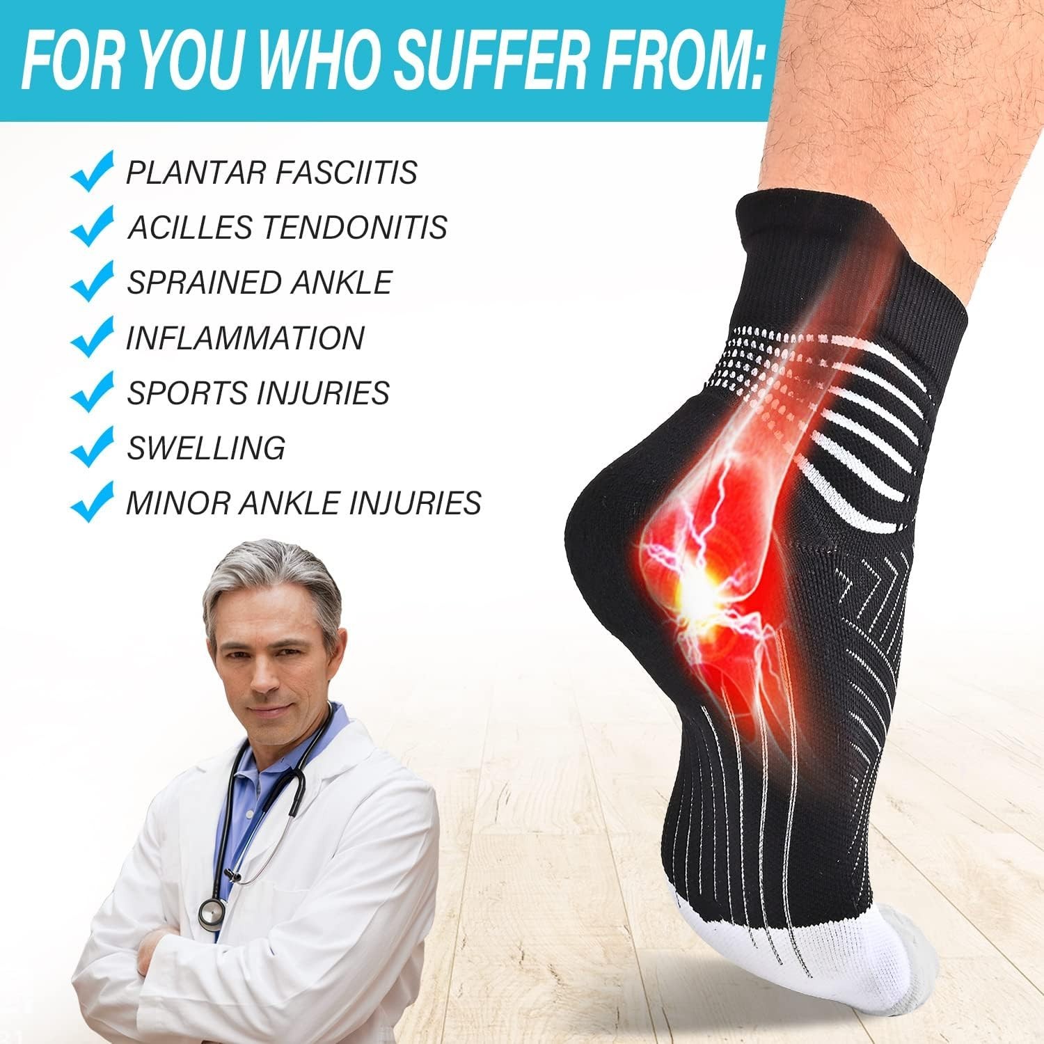 Comfort & Support: Compression Ankle Socks for Women – Plantar Fasciitis Relief