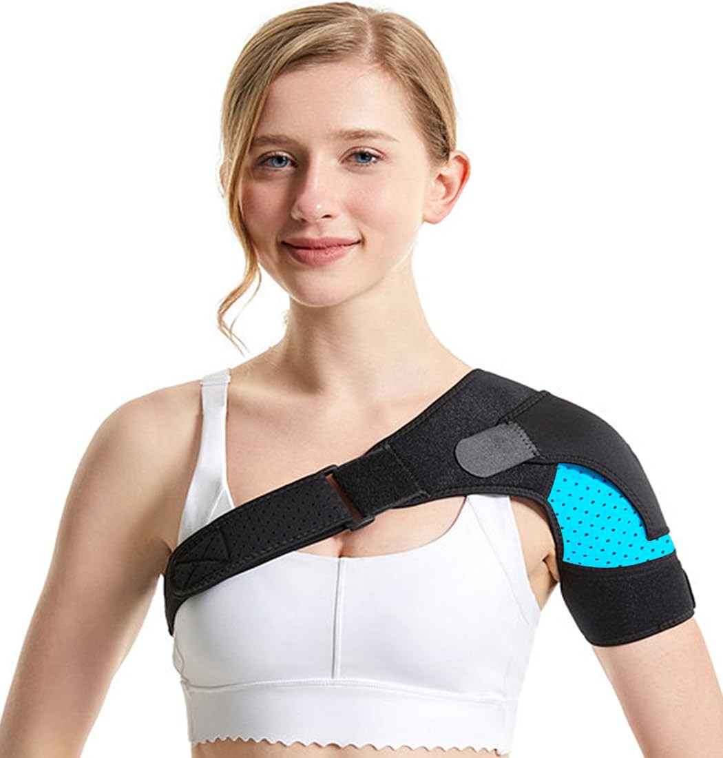 Shoulder Brace for Men and , Reusable Shoulder Ice Pack Wrap Adjustable Shoul…
