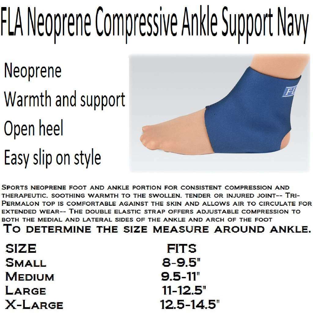 FLA Neoprene Compressive Ankle Support Navy Large