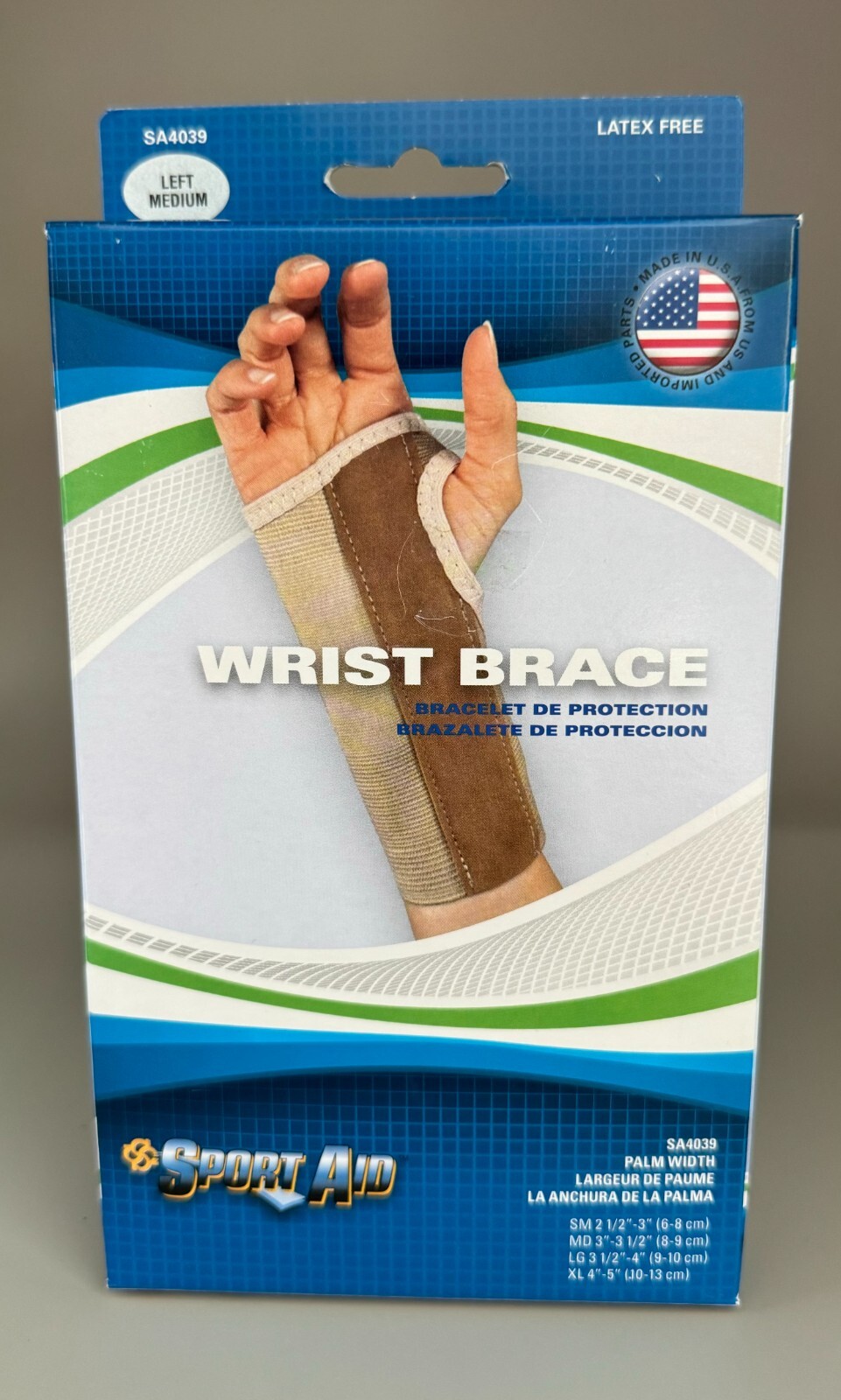 Sport Aid Wrist Brace Palm Stay Beige Right Left Medium Large Latex Free PICK