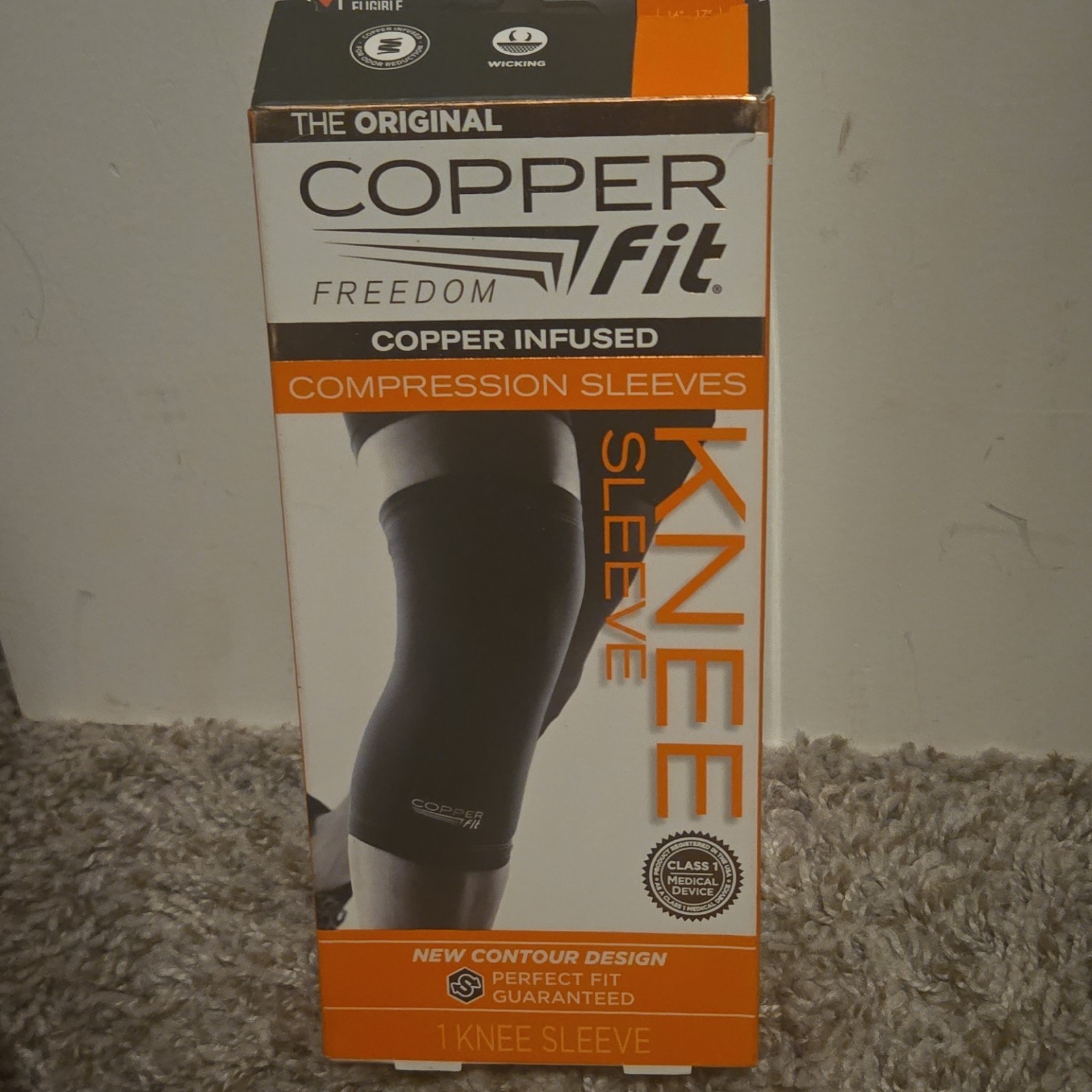 Copper Fit Freedom Knee Compression Sleeve XL Black Copper Infused Unisex