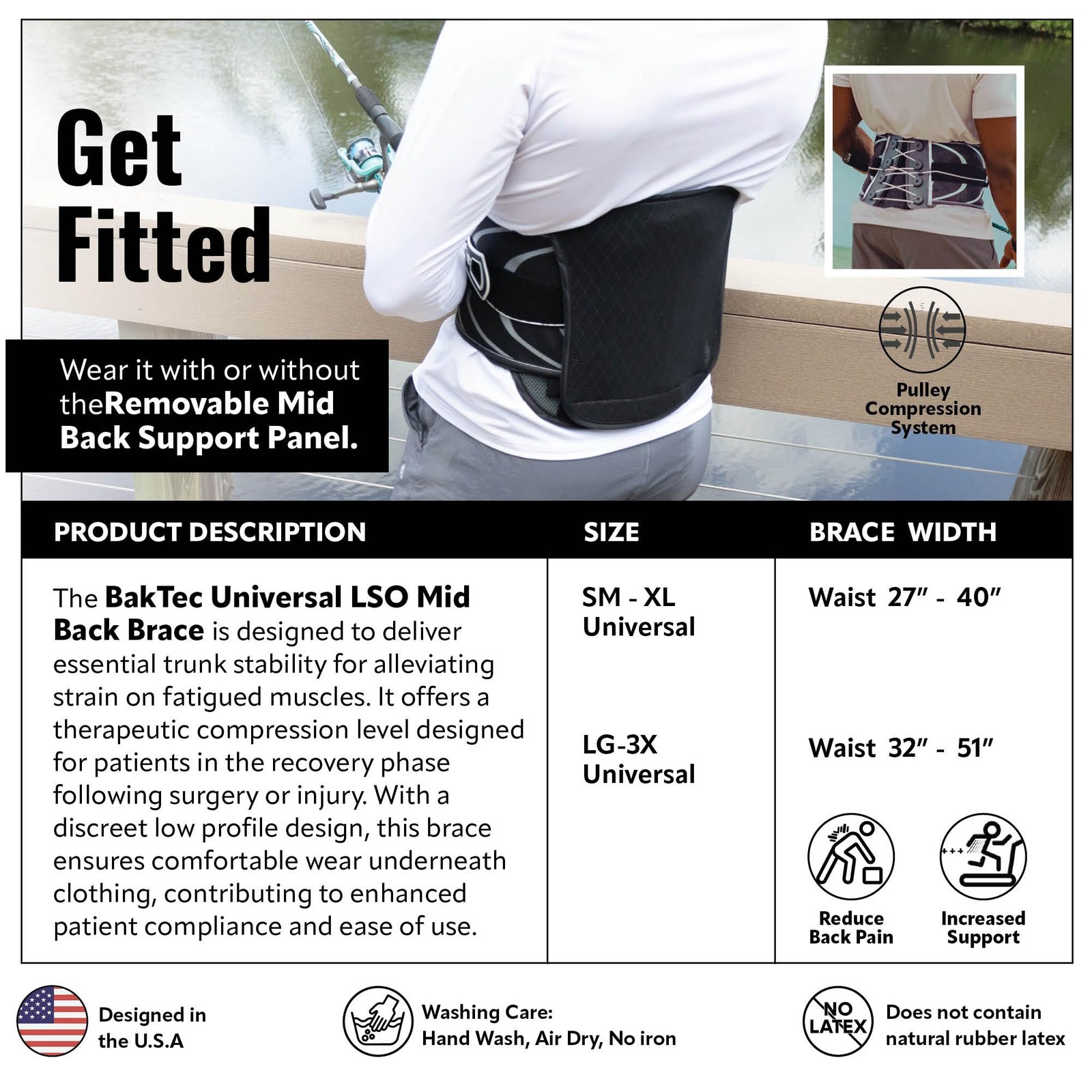 Braceapedia BakTec Universal LSO Mid Back Brace, For Lower Pain, SM-XL