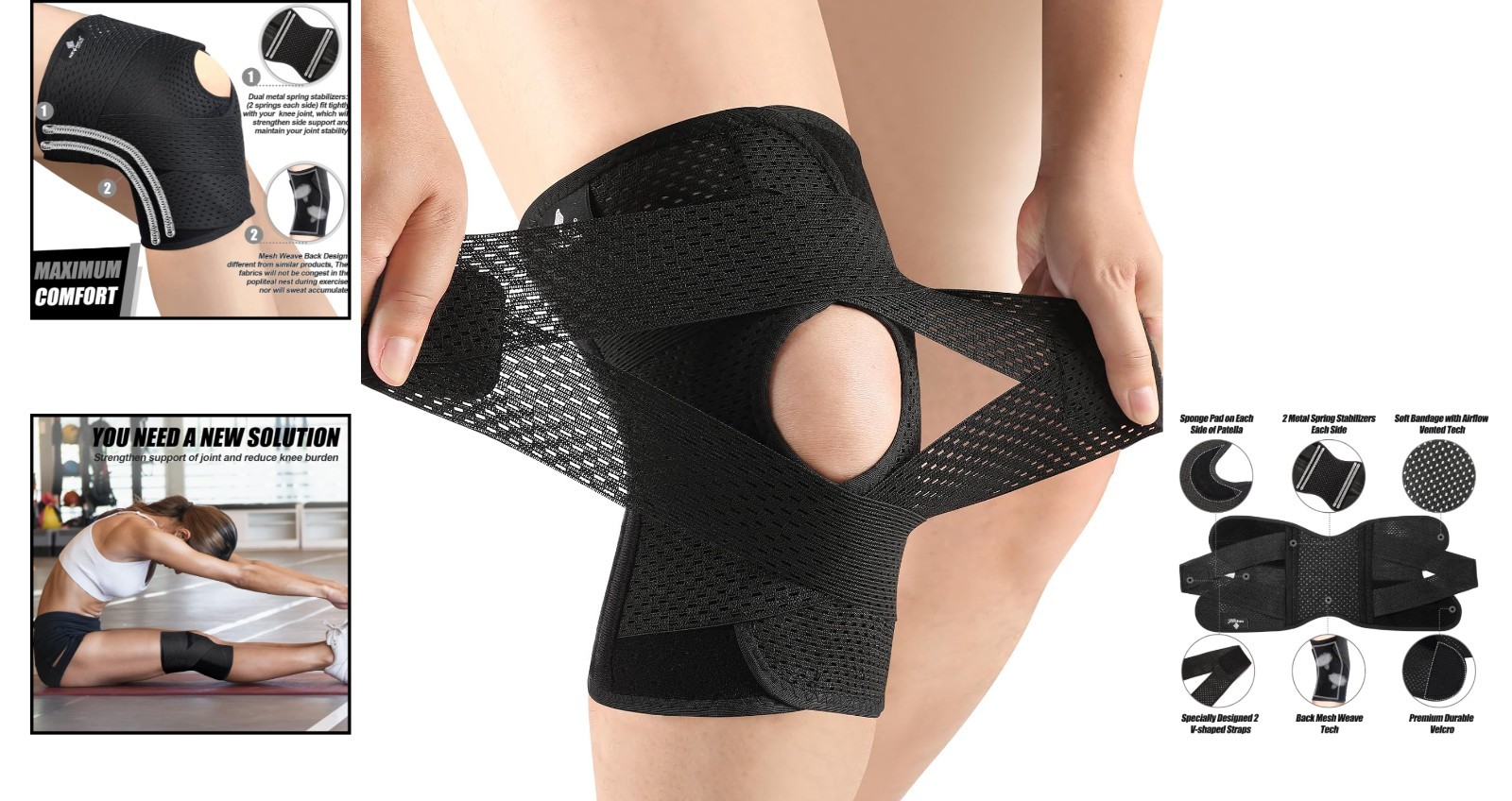 XXL Knee Brace for Pain Relief – Adjustable Compression and Support for Athletes