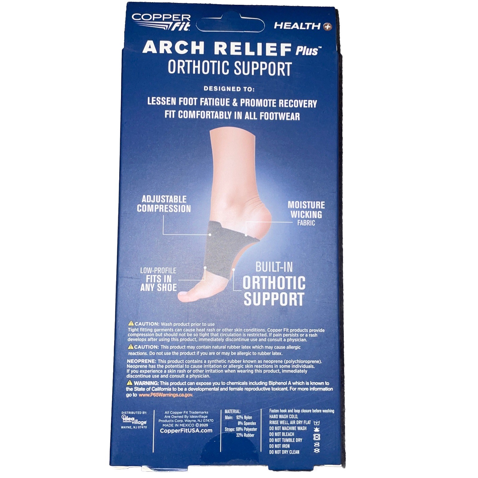 Copper Fit Health Unisex Arch Relief Plus with Built-In Orthotic Support – Black