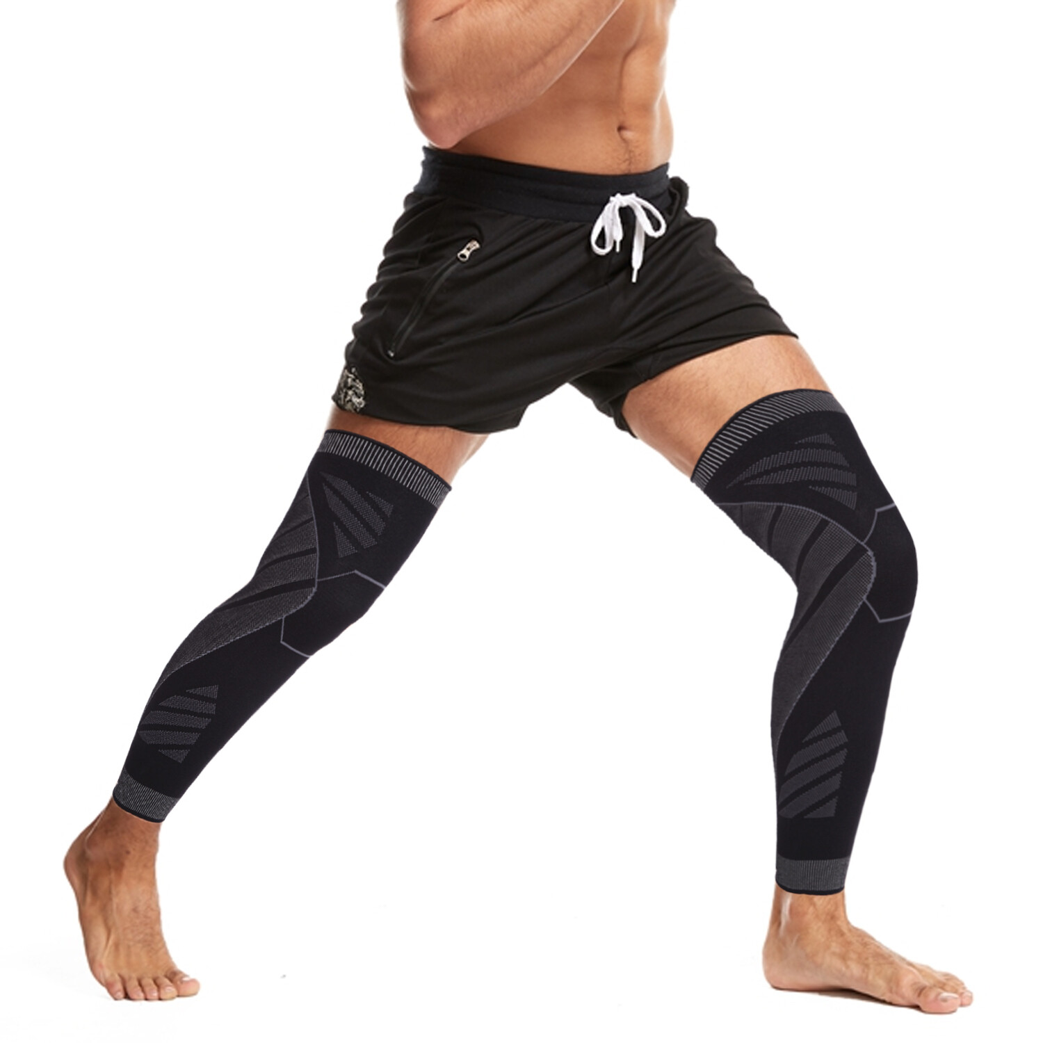 Full Leg Compression Sleeve Knee Support Brace Meniscus Tear Arthritis Pain Gym