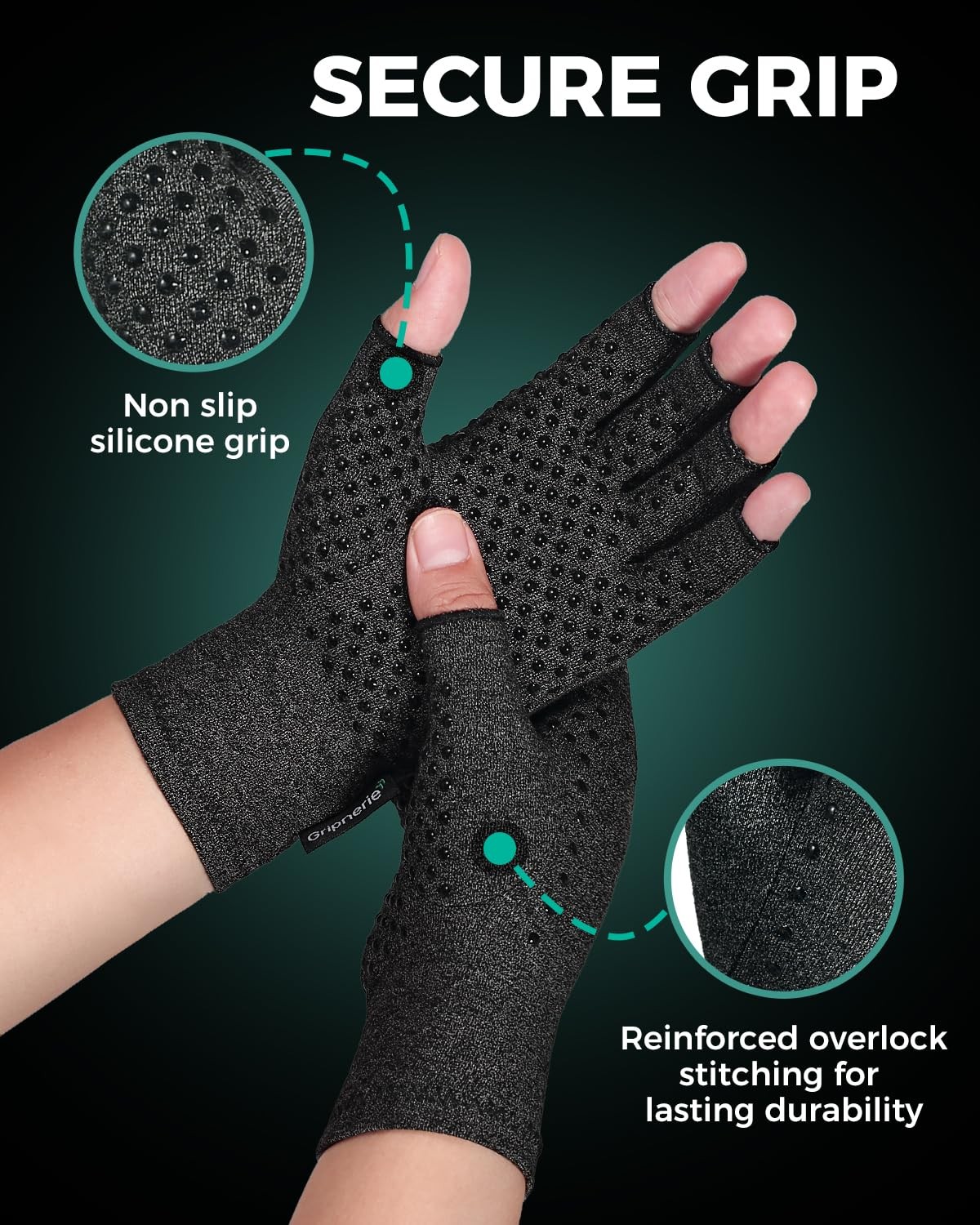2 Pairs Fingerless Arthritis Compression Gloves for Women & Men – Open Finger…