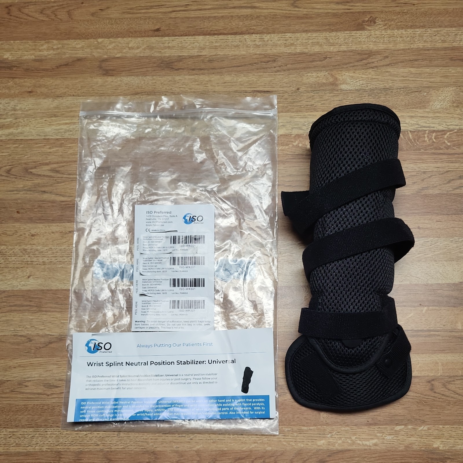 ISO-WR301 Preferred Wrist Splint Neutral Position Stabilizer Brace New In Bag