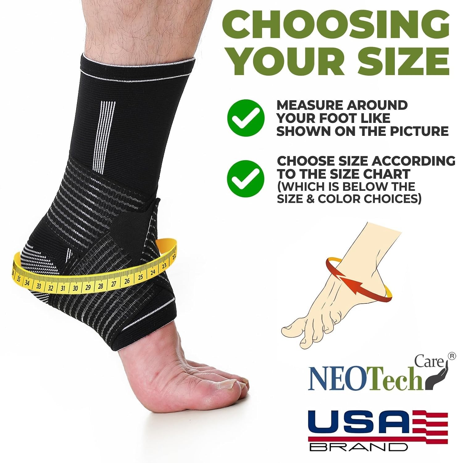Lightweight Ankle Support Brace in Black – Size M for All Sports Activities