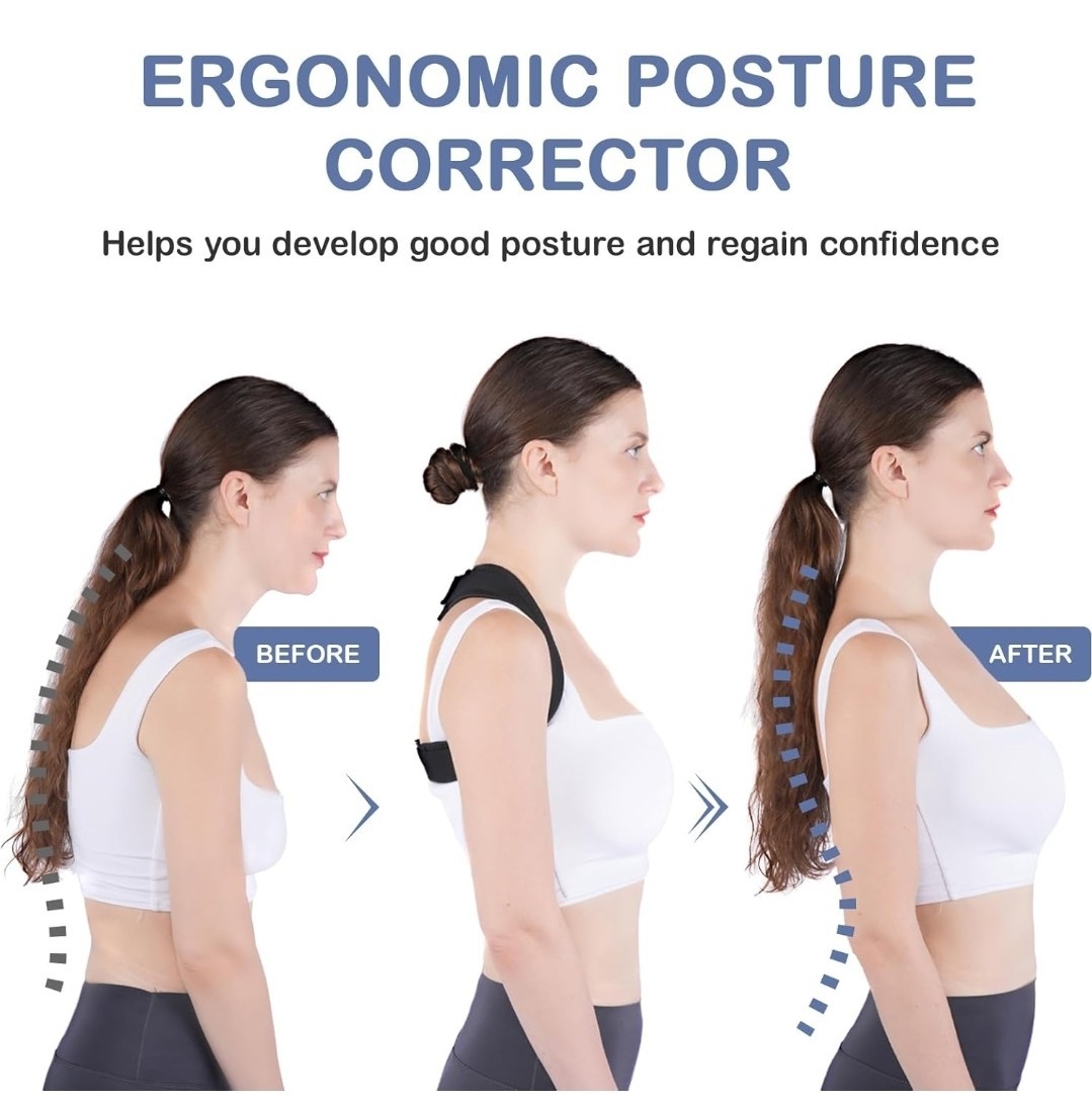 [5 Pack] Posture Corrector – Adjustable Upper Back Brace Straightener