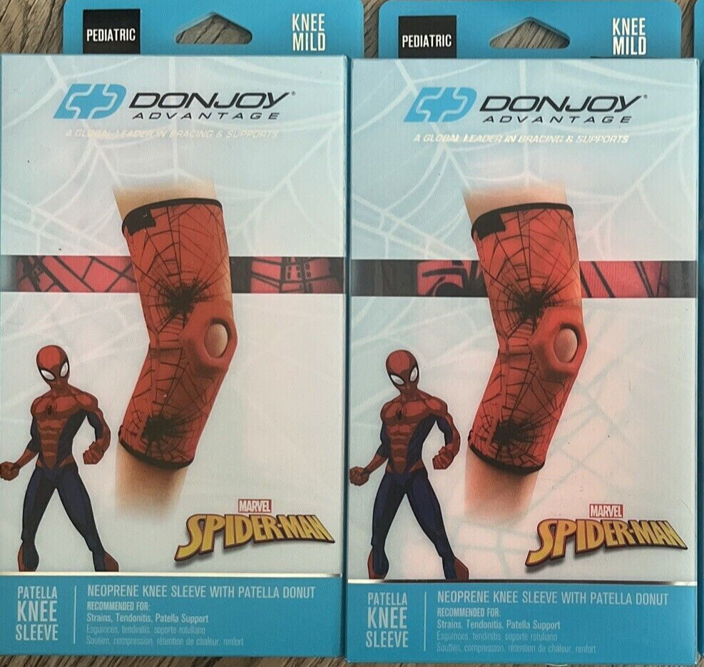 2 Pack DonJoy Advantage Marvel Spiderman Knee Sleeve Patella Mild Pediatric