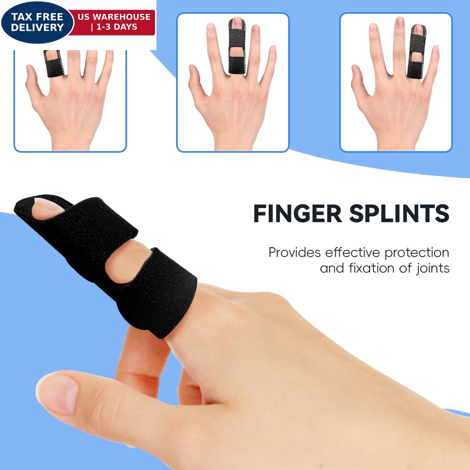 Bozenu Finger Splint, Universal Trigger Brace for One Size, Black
