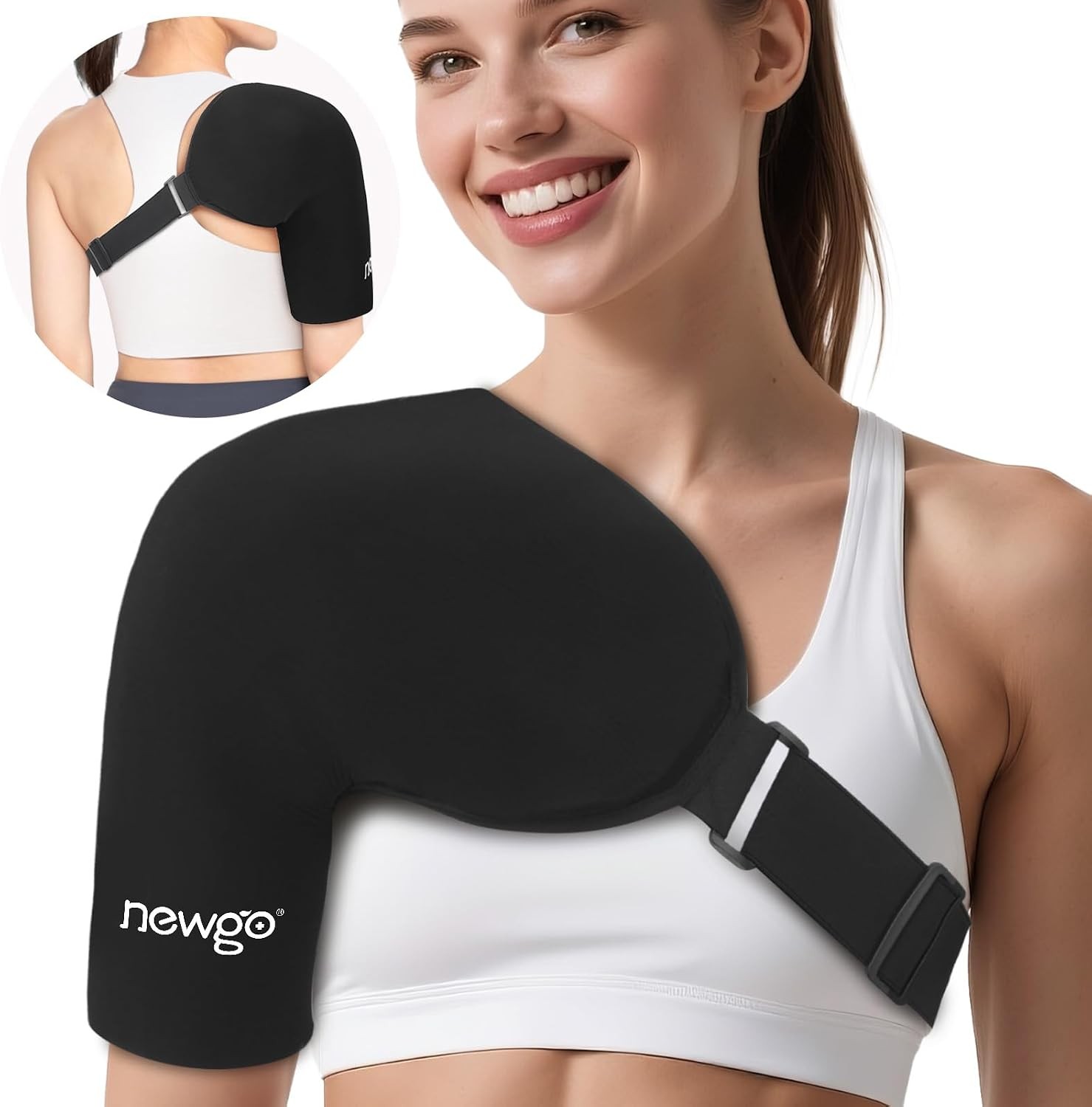 NEWGO Shoulder Ice Pack Wrap for Rotator Cuff and Arm, Cold Therapy Gel Wrap for