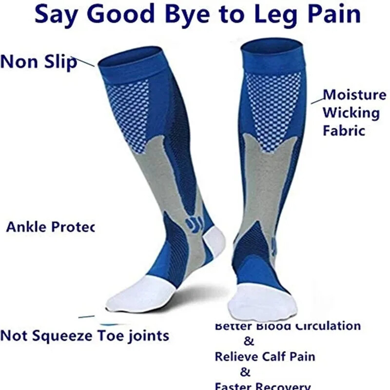 2 Pairs Compression Socks Running Football Soccer Stockings Men Women Sport Sock