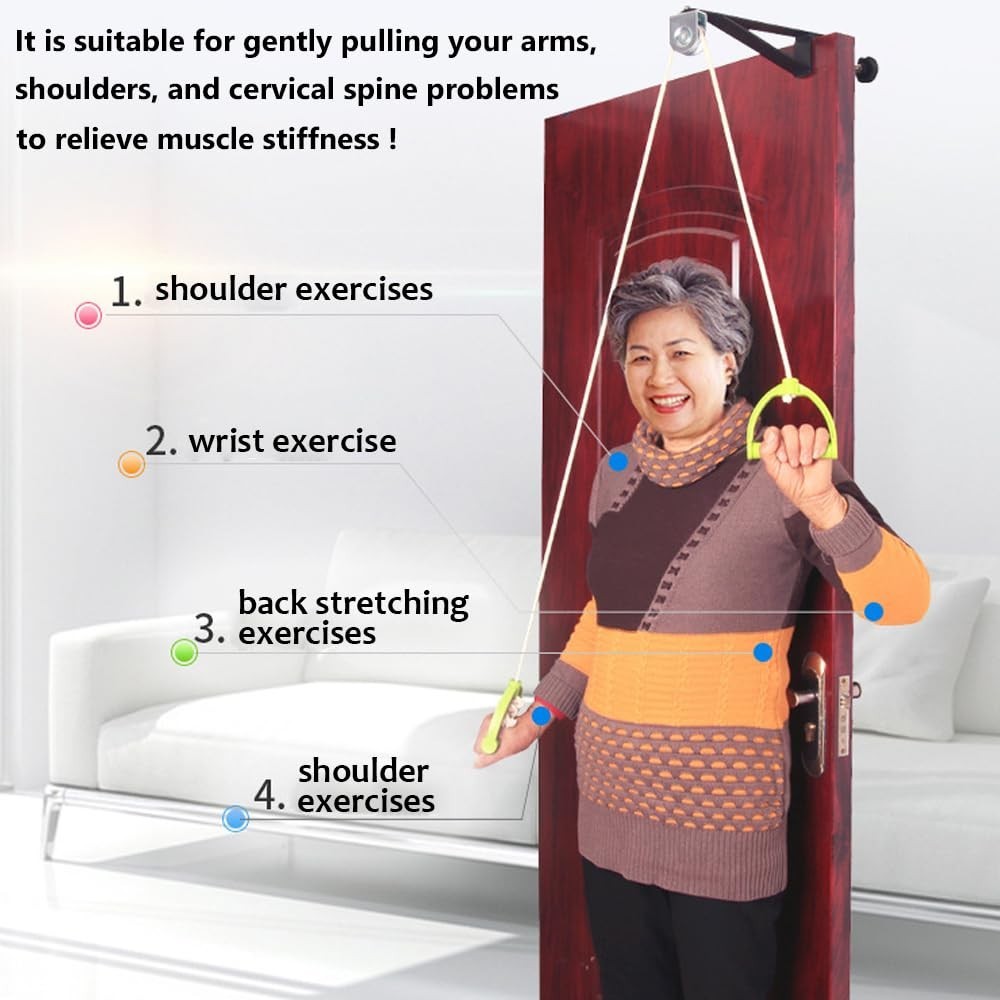 Shoulder Arm Pulley System – Over Door Rehab Exerciser for Home Therapy & Rotato