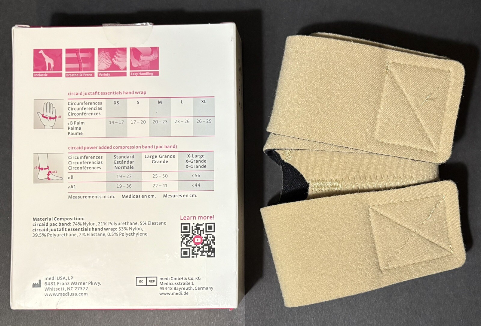 MEDI Circaid Compression Juxtafit Essentials Hand Wrap Medium-Left Hand NOB