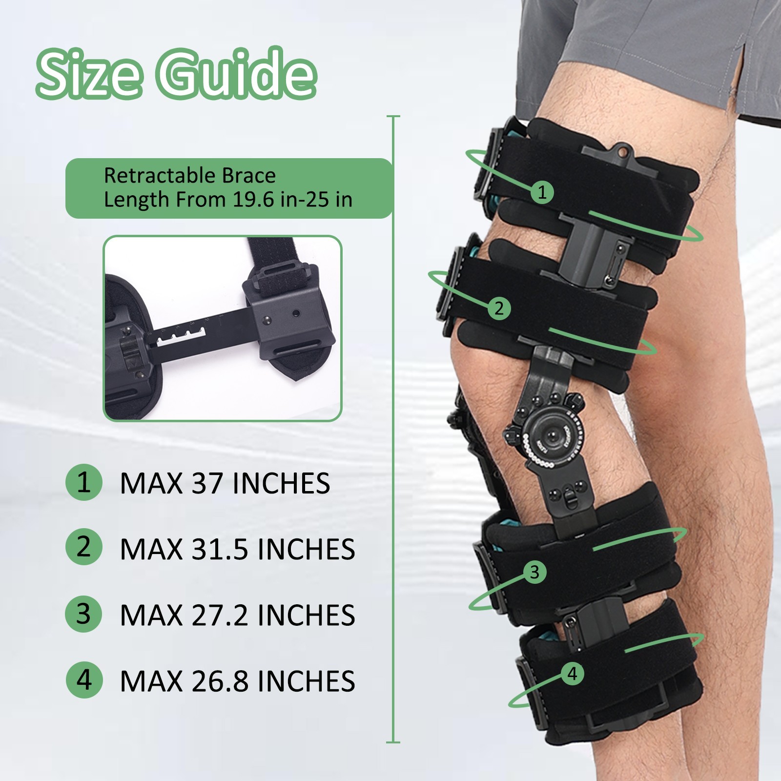 Hinged ROM Knee Brace,Adjustable Post-Op Immobilizer,Left or Right Leg Support
