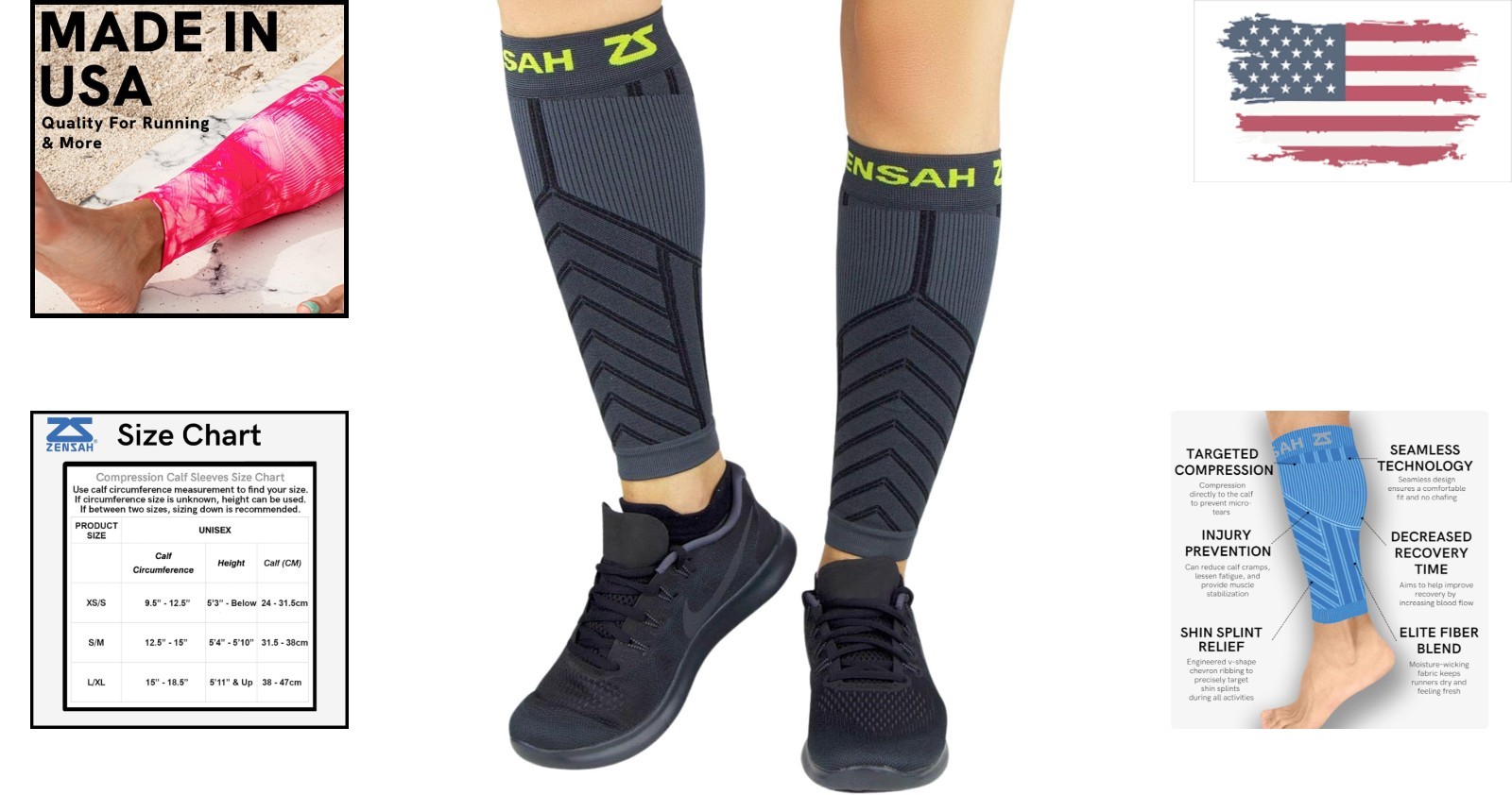 Compression Leg Sleeves for Shin Splint Relief – Knee High, Small-Medium