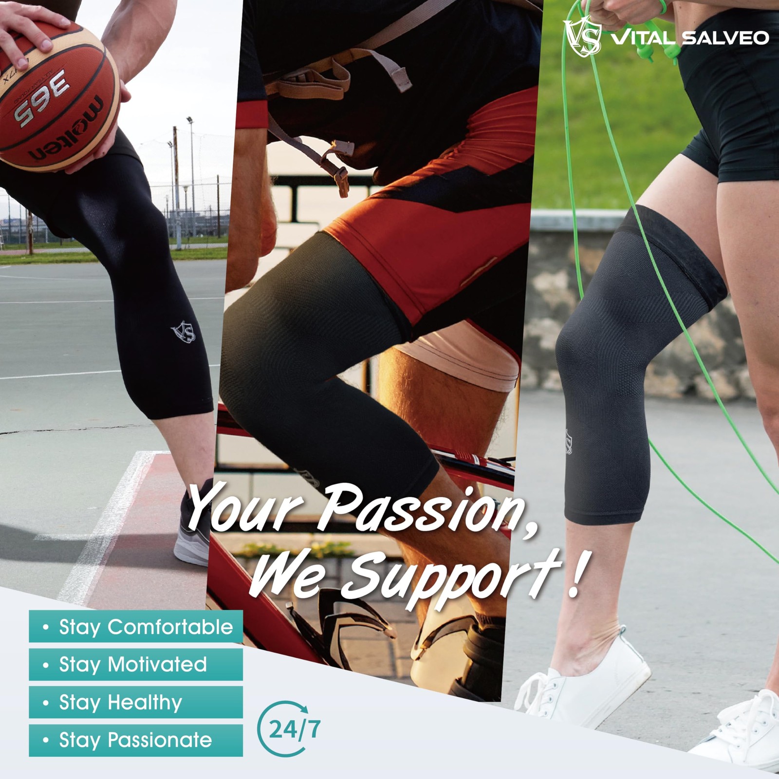 Vs Vital Salveo Vital Salveo Long Compression Knee Sleevestiffness Fatigue