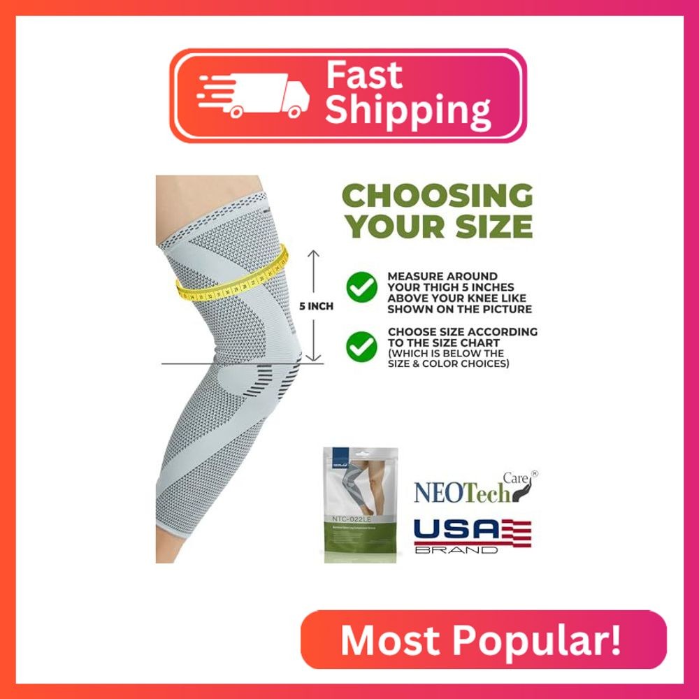 NeoTech Care Knee & Leg Support Brace – Breathable (Gray Color, Size XL, 1 Unit)
