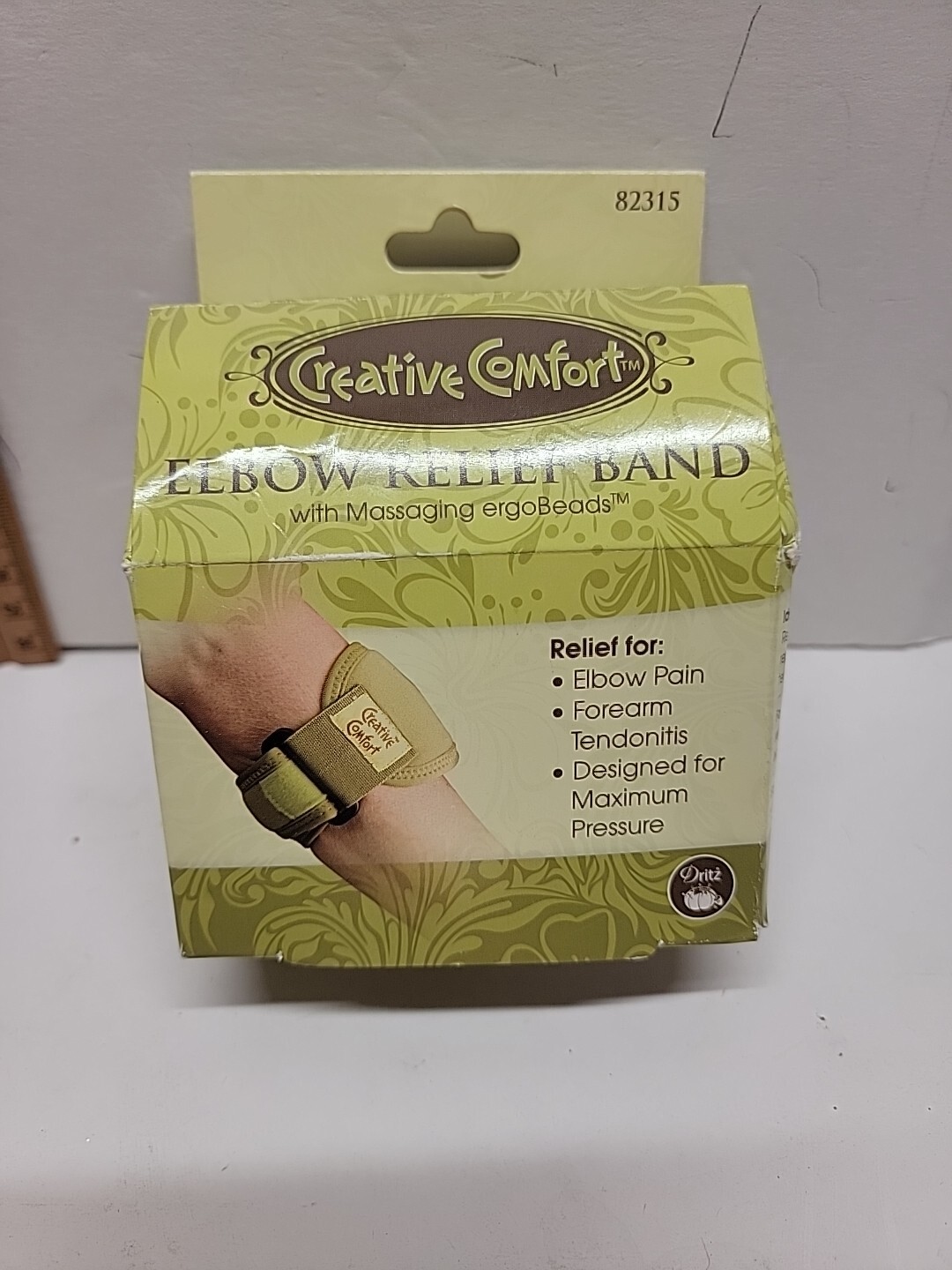 Unique Green CREATIVE COMFORT Elbow Relief Band with Massaging Ergobeads