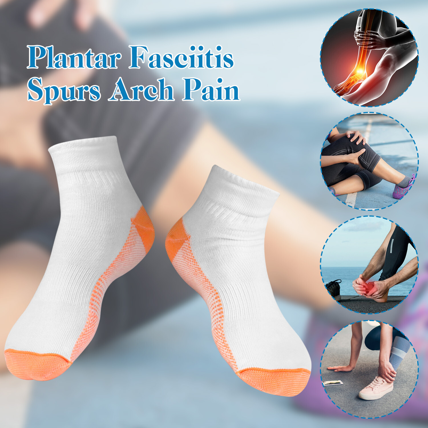 1-3Pair Compression Socks Women Men Arch Support Plantar Fasciitis Running Ankle