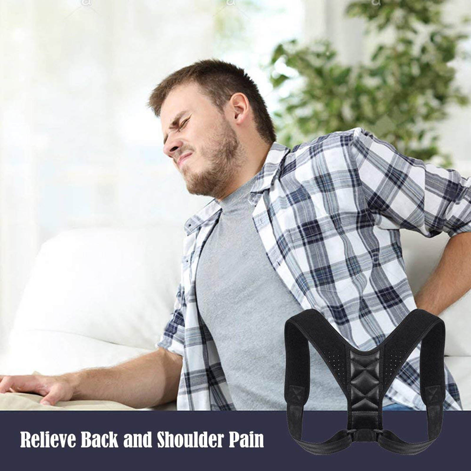 Spinal Support, Back, Shoulder, Neck Pain Relief – Slim Posture Corrector Black