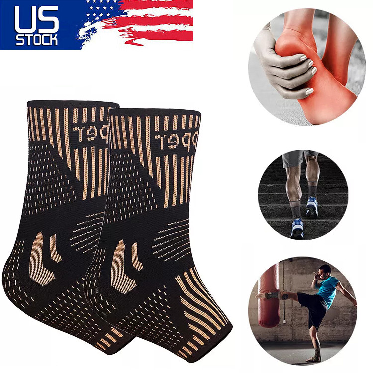 2×Ankle Support Brace Compression Sleeve Foot Pain Relief Plantar Fasciitis Sock