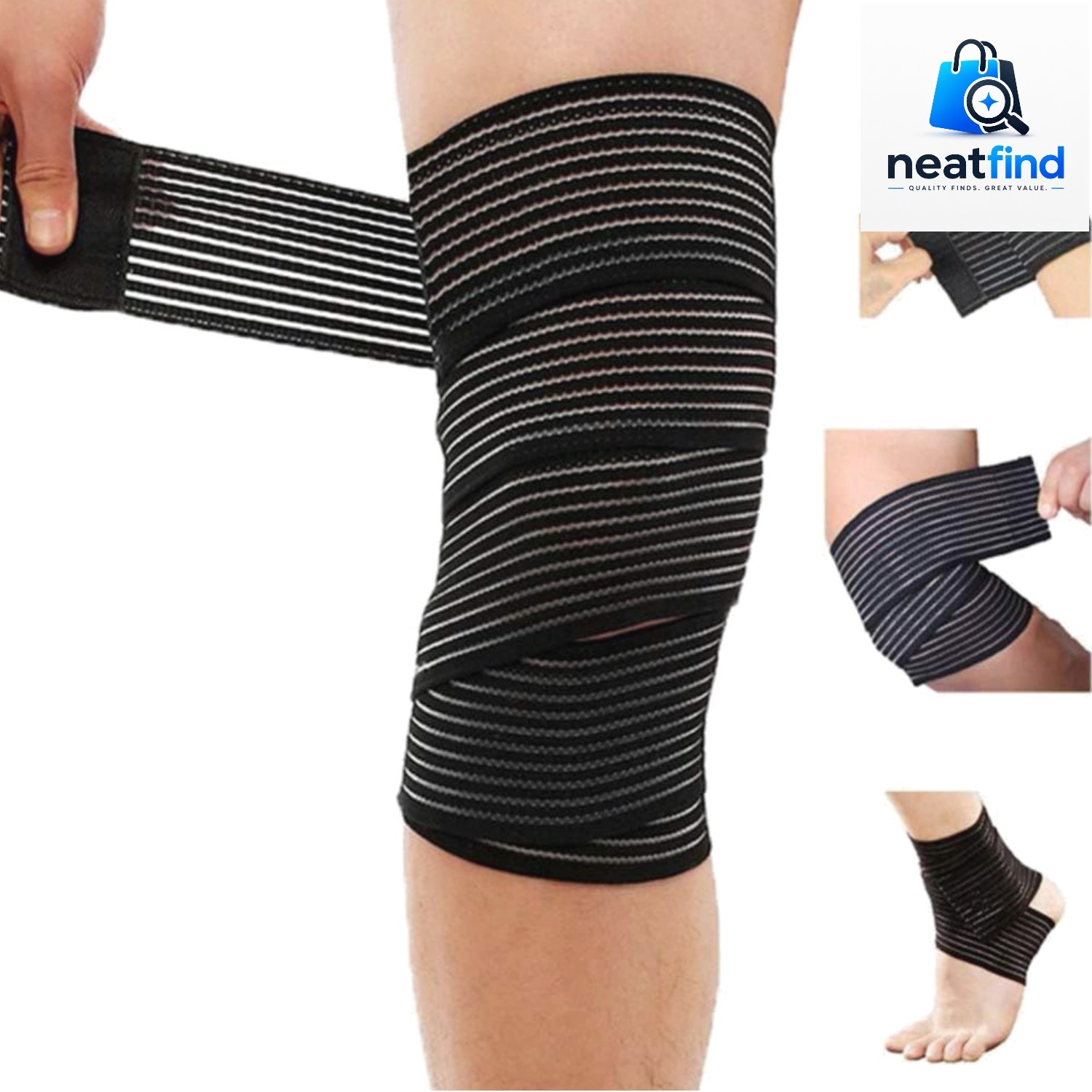 Extra Long Elastic Knee Wrap Compression Bandage Brace Support for Legs, Plan…