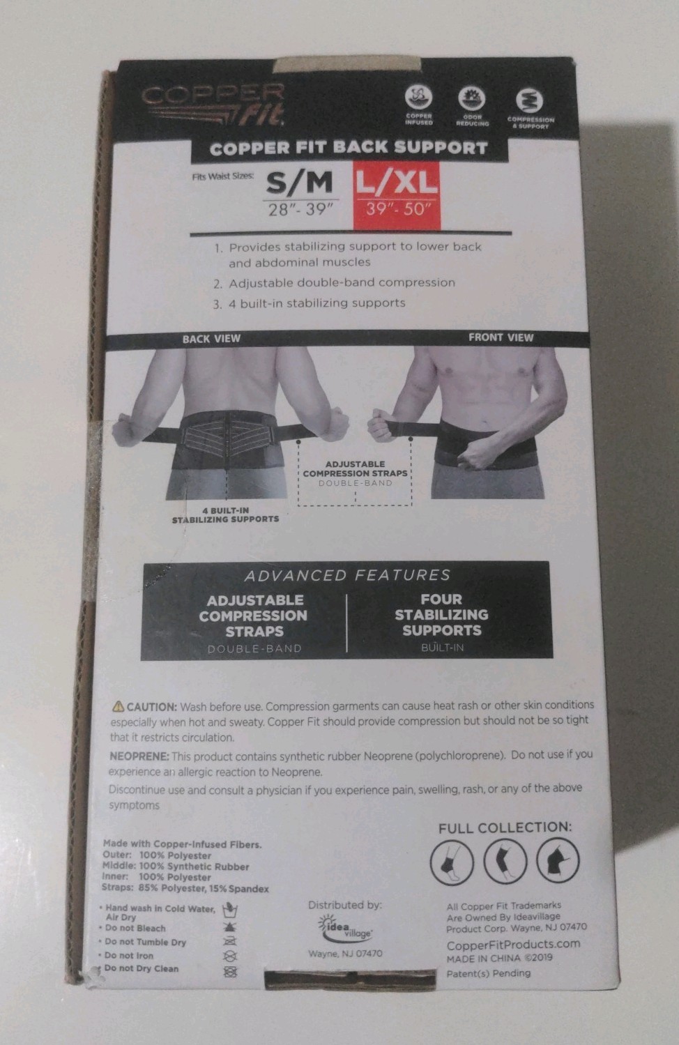 Copper Fit Back Pro Compression Back Support Belt Size L/XL NEW