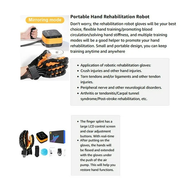 Hand Rehabilitation Robot Glove (LEFT, XL) Upgraded Training Finger Strengthener