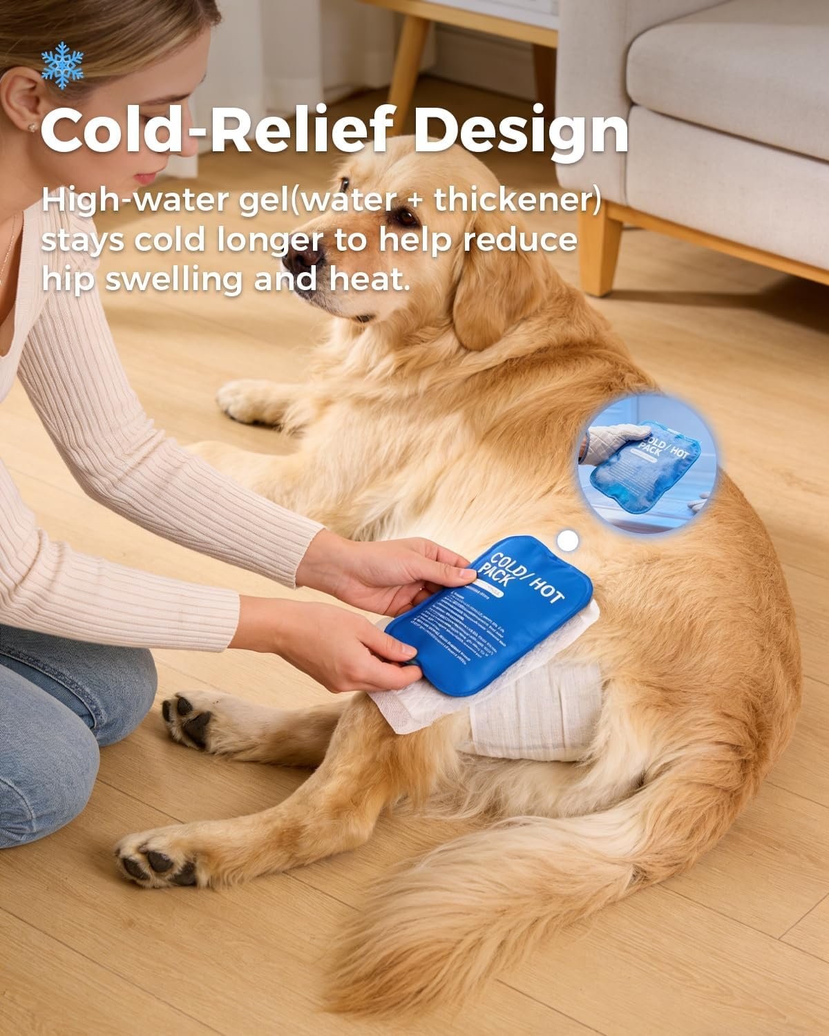 Hip Brace for Dogs with Hot & Cold Therapy, 2 Gel Packs Included-XL | Quick-swap