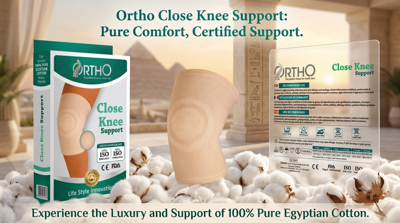ORTHO close knee support brace/sleeve Beige Egyptian cotton CE FDA ISO