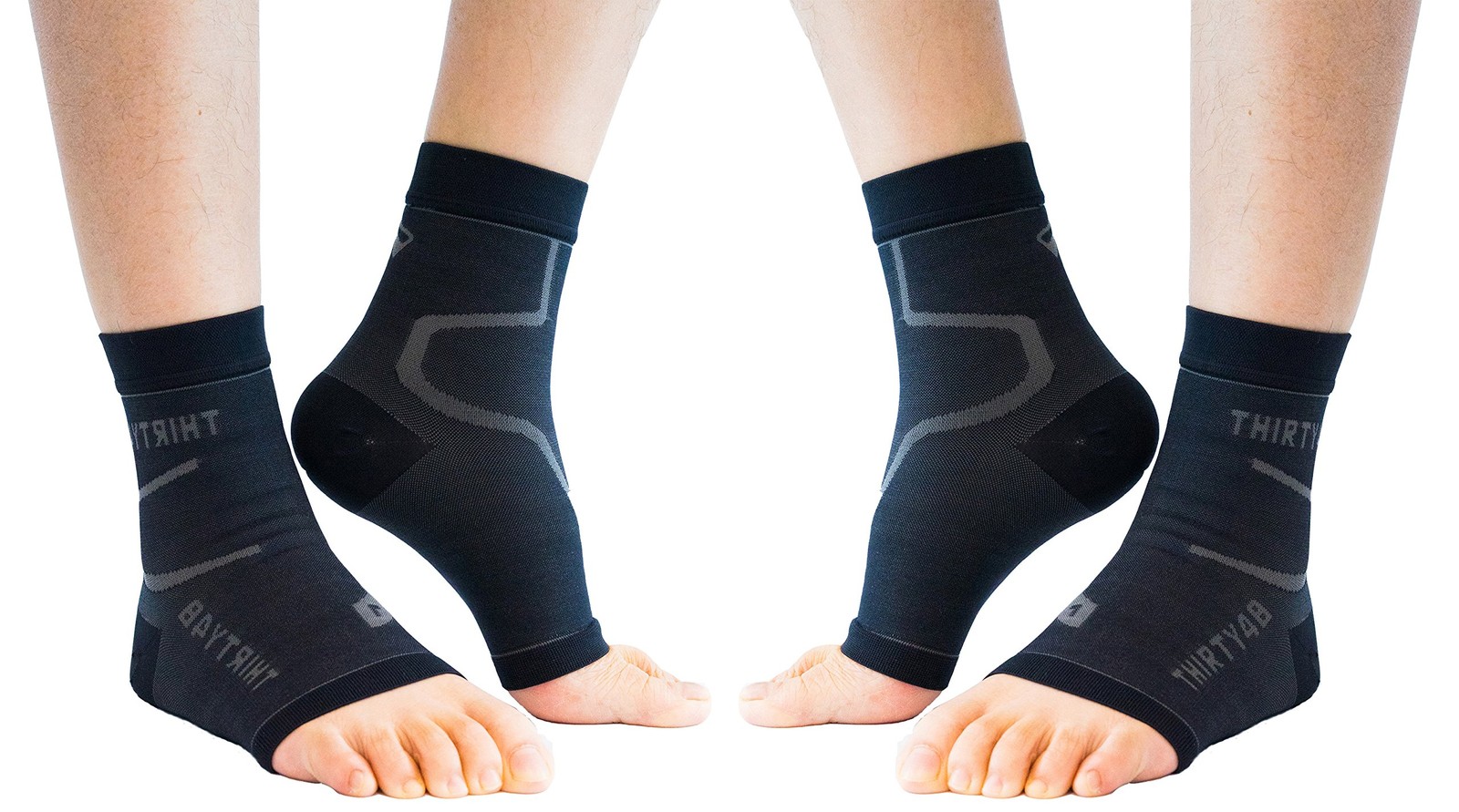 Thirty48 Plantar Fasciitis Socks Black L (2 Pair)