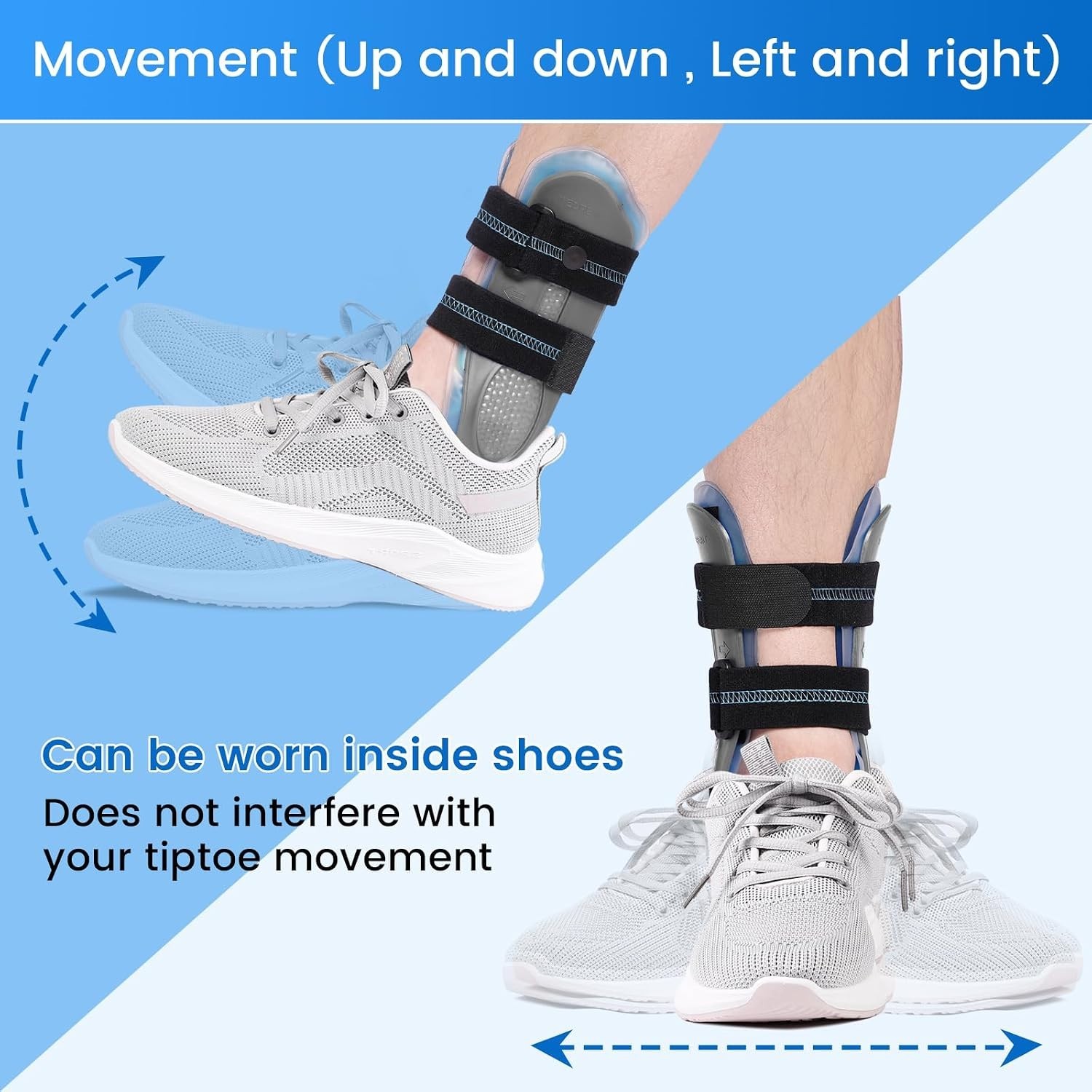 Ankle Stabilizer Brace for Sprain, Ligament Injury (Grade 1 to 2) One Size Gel