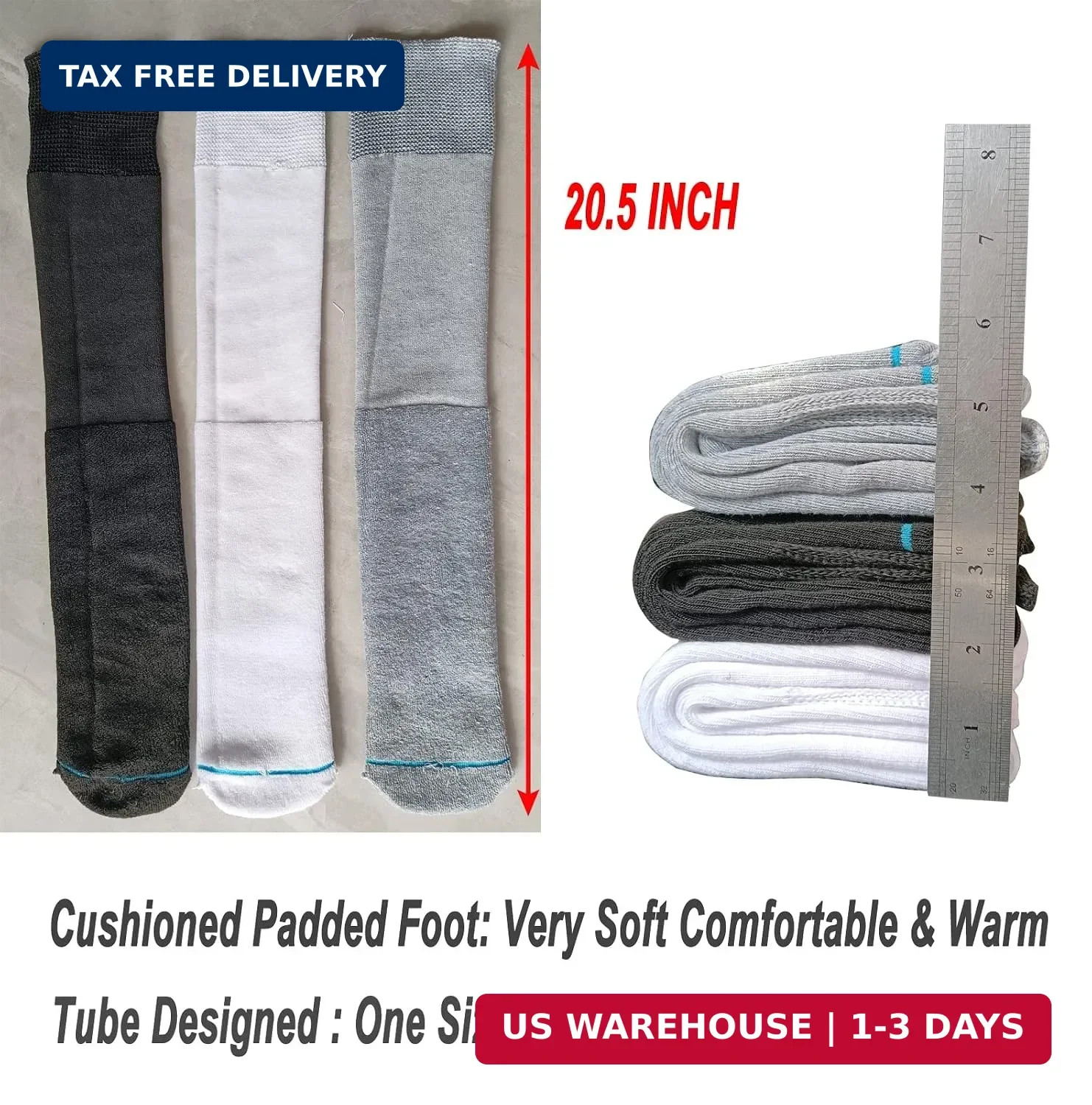 Walking Boot Socks Replacement Sock Liner for Orthopedic Walker Brace,Tube Socks