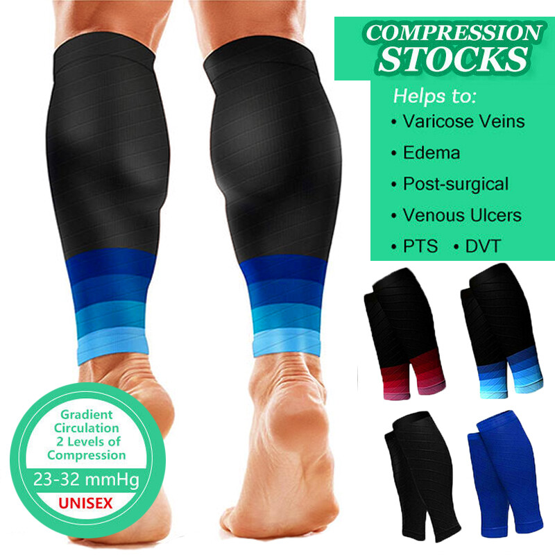 Pair Men Women Compression Socks Calf Sleeve Leg Support Brace 15-20mmHg Running