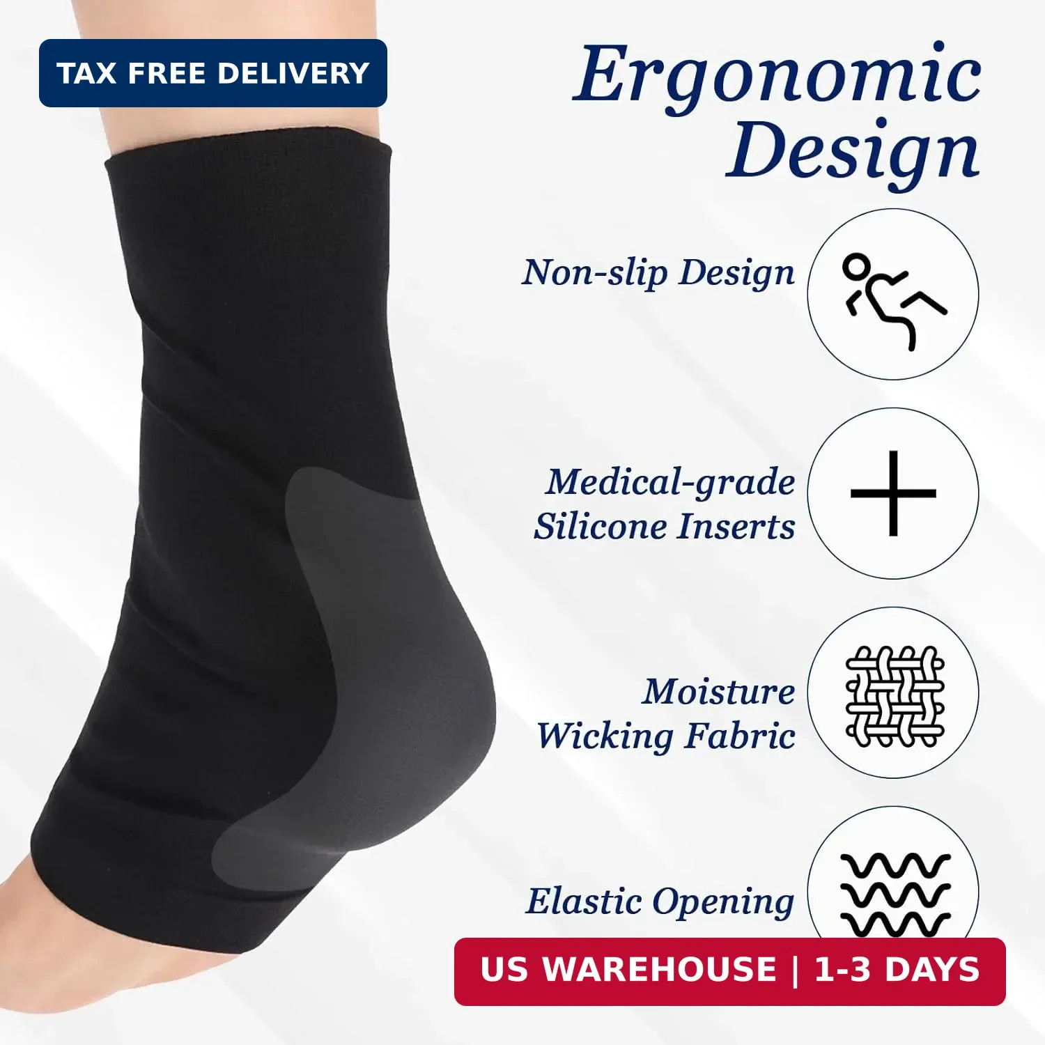 2 Pcs Achilles Tendon Heel Protector Compression Padded Sleeve Socks Premium Gel