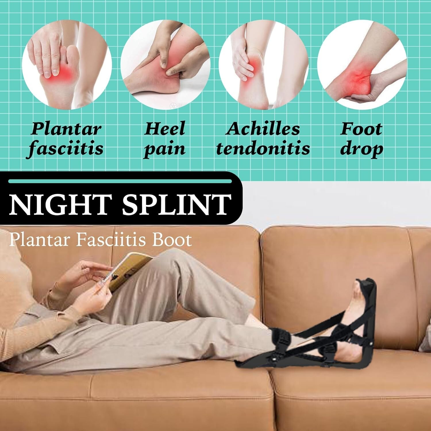 Adjustable Plantar Fasciitis Posterior Night Splint Sleeping Boot Adult XL
