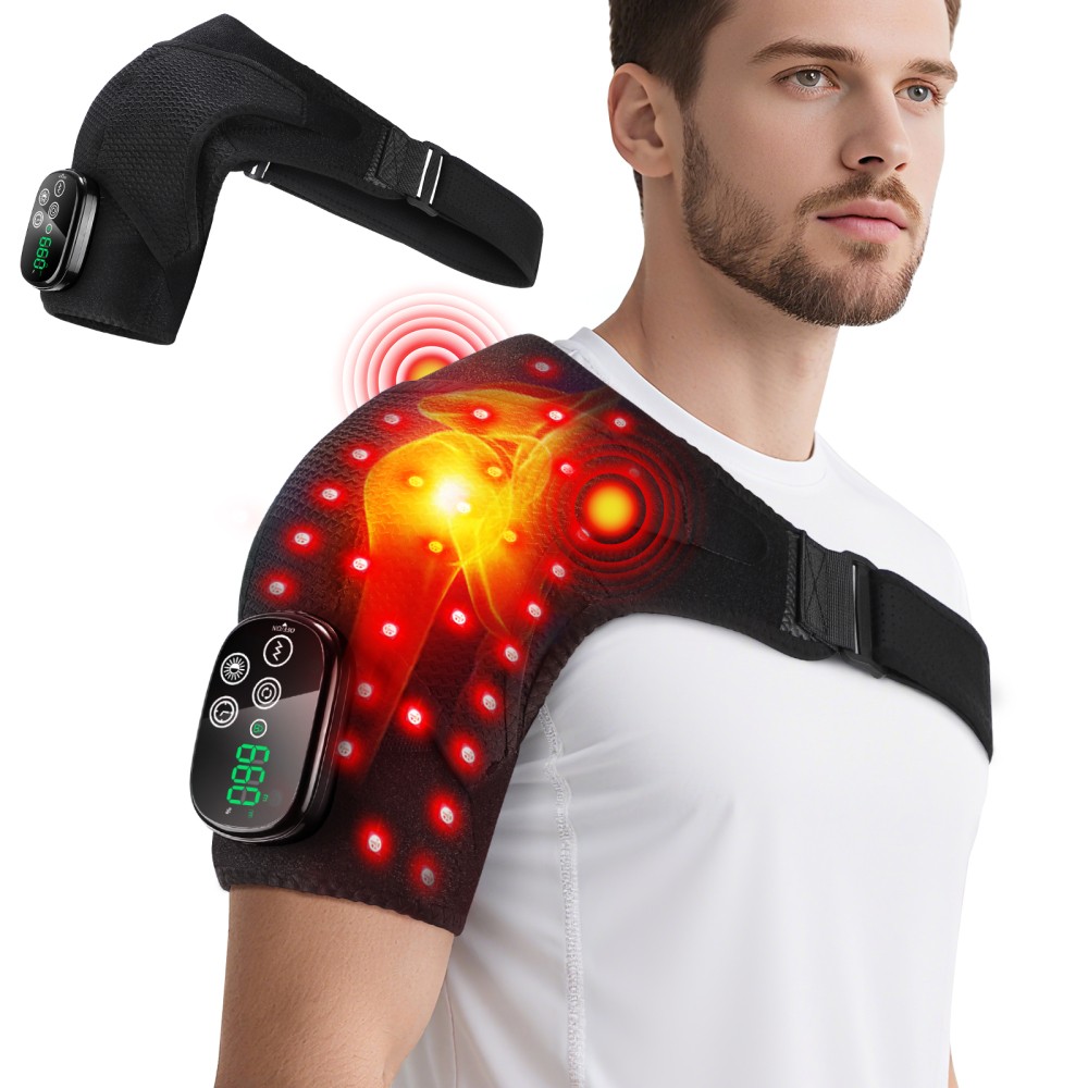 Infrared Red Light Therapy 660nm &850nm Heated Vibration Shoulder Massager Brace