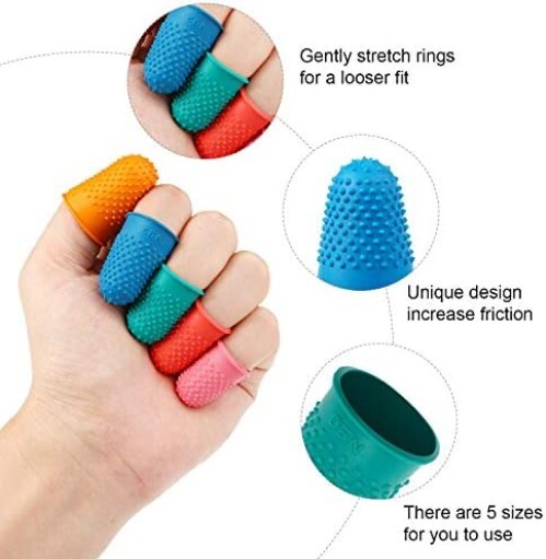 Colorful Finger Tip Covers Assorted Sizes for Crafting and Office Tasks