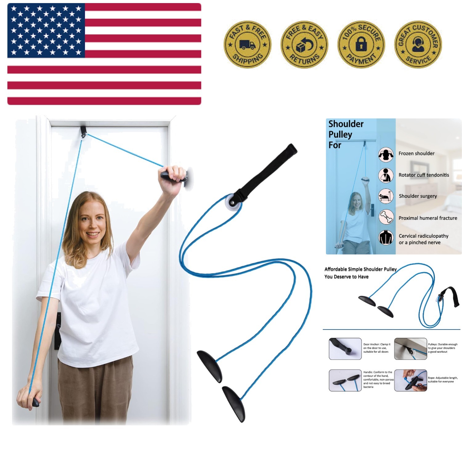 Shoulder Pulley Over The Door Physical Therapy System, Exercise Pulley, Allev…