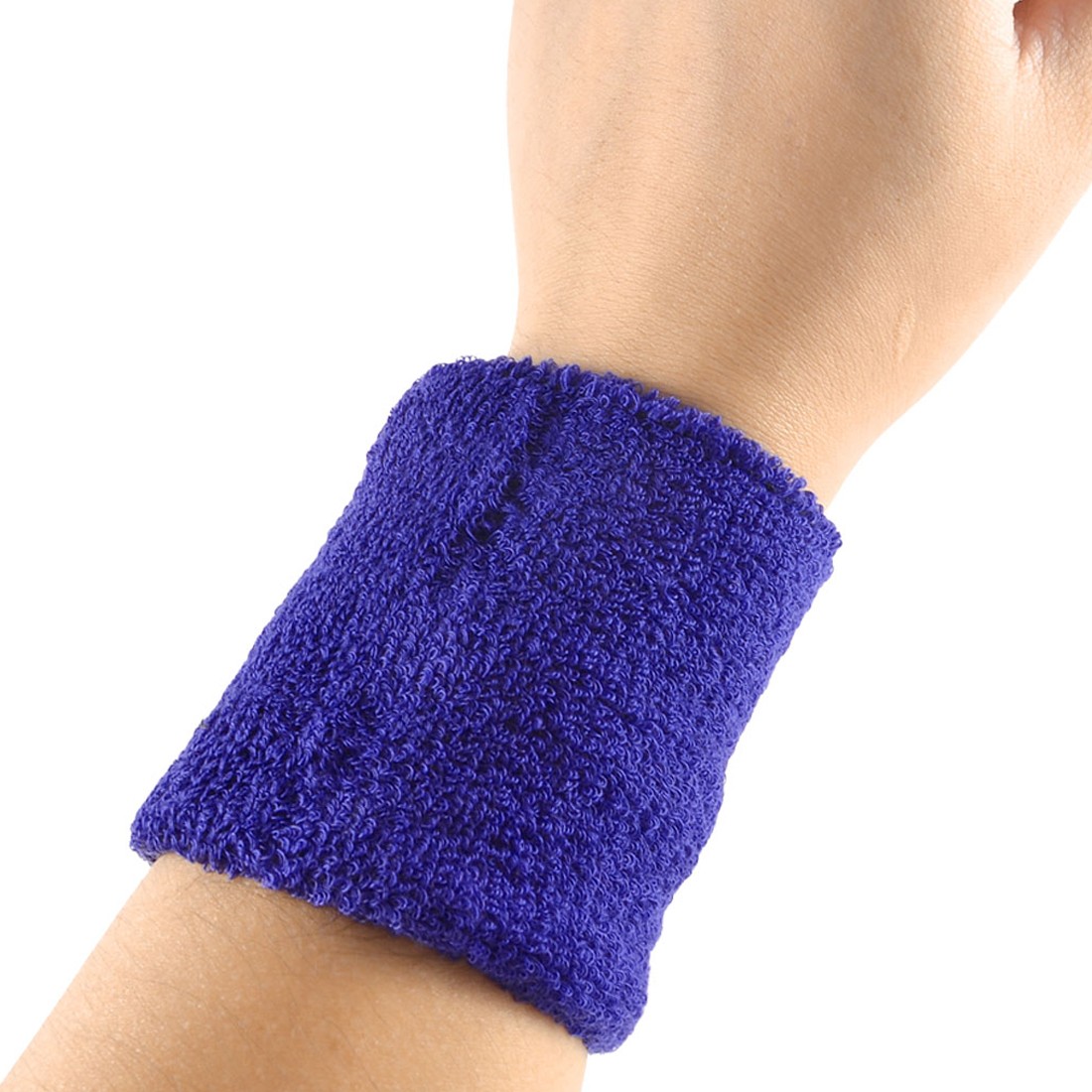 Blue Terrycloth Elastic Band Sports Gym Stadium Protective Wristband