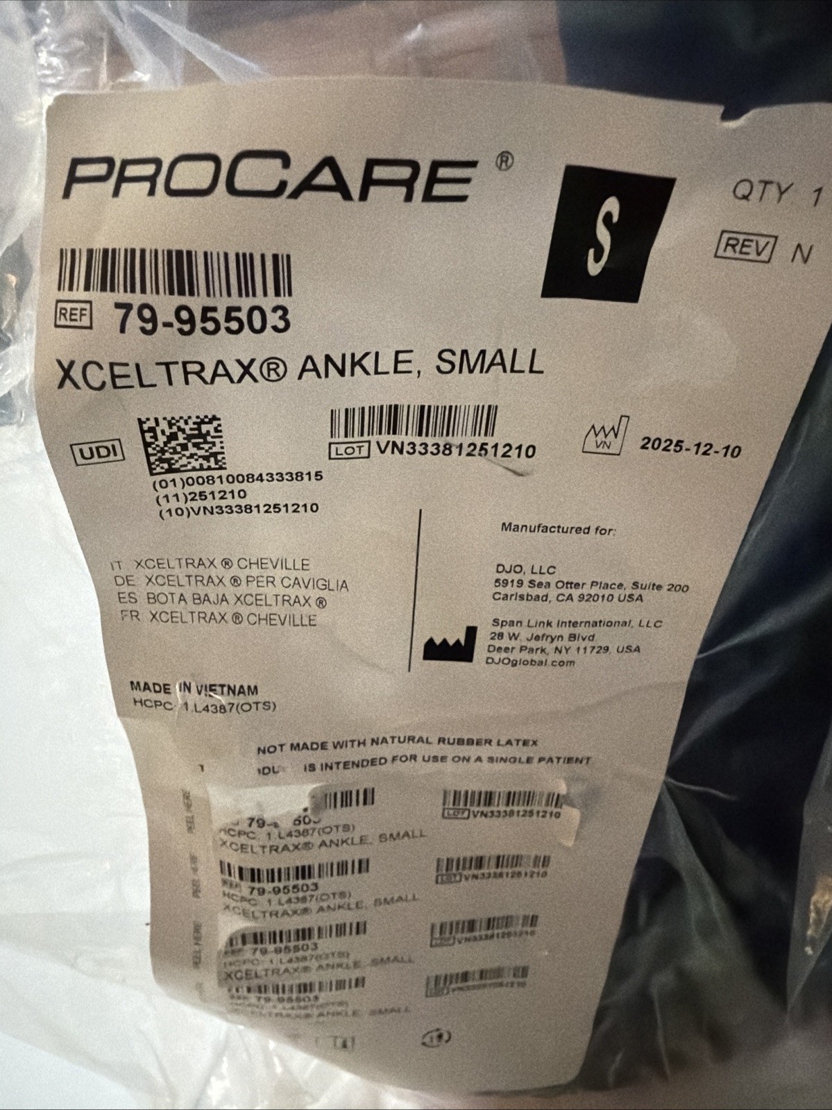 ProCare XcelTrax Air Ankle Walker Brace/Walking Universal Boot Small 79-95525