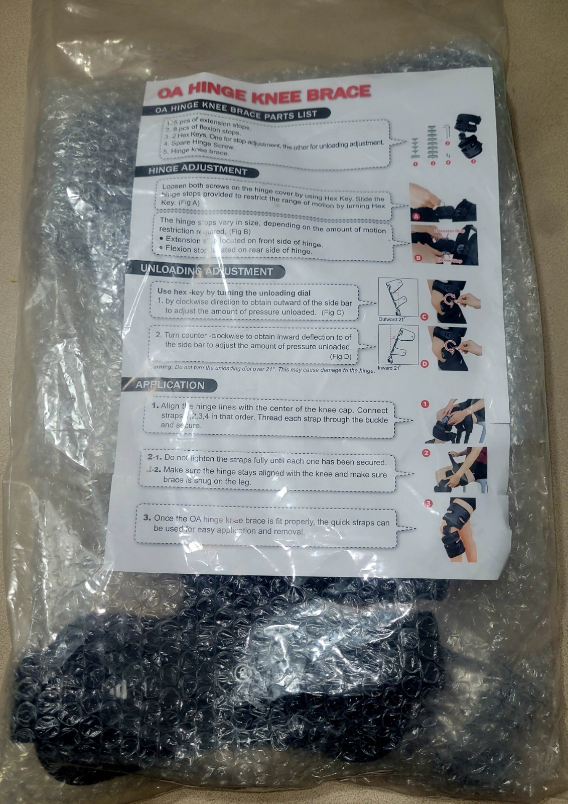 OA Hinge Knee Brace PB-001 Left Knee Pain Buster One Size Fits Most NEW