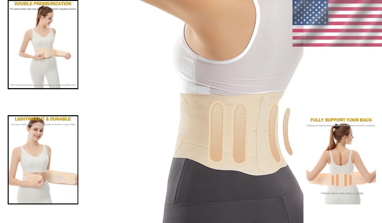 Ultra-Lightweight Back Brace for Lower Back Pain Relief, Adjustable & Discreet