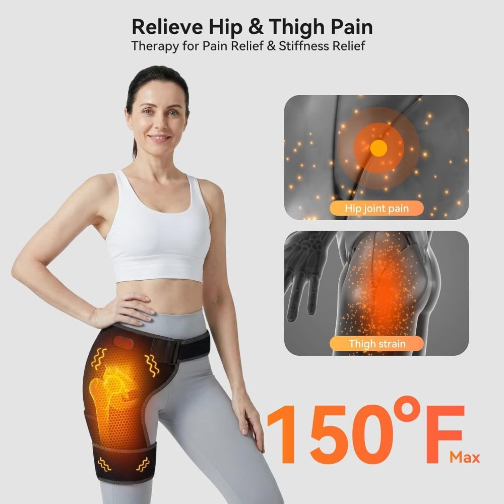 660nm Red Light Therapy Hip Heating Brace for Sciatica Pain Relief Left or Right