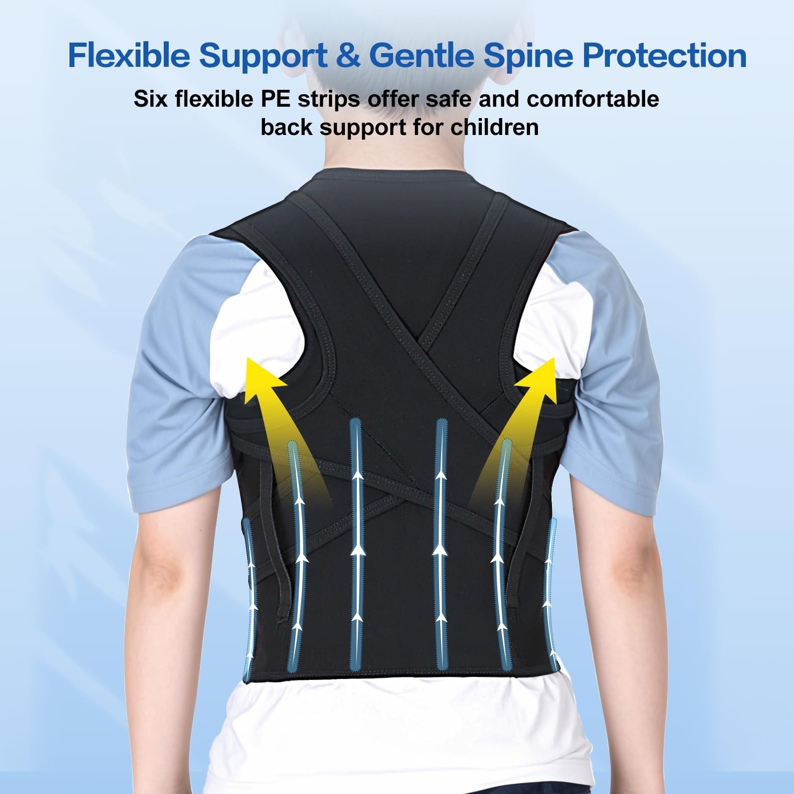 babaka Back Brace Posture Corrector for Kids, Adjustable Full Back Support, f…