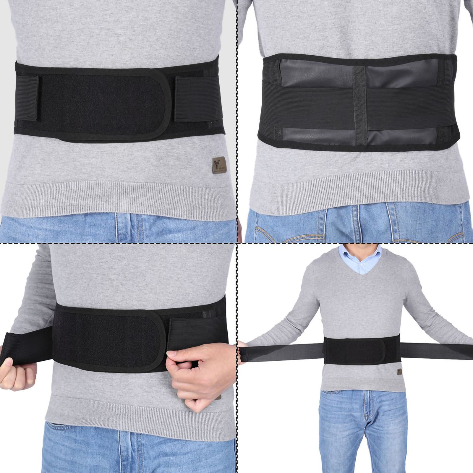 New Tourmaline Self Heating Magnetic Therapy Black Waist Protection Belt Lumbar