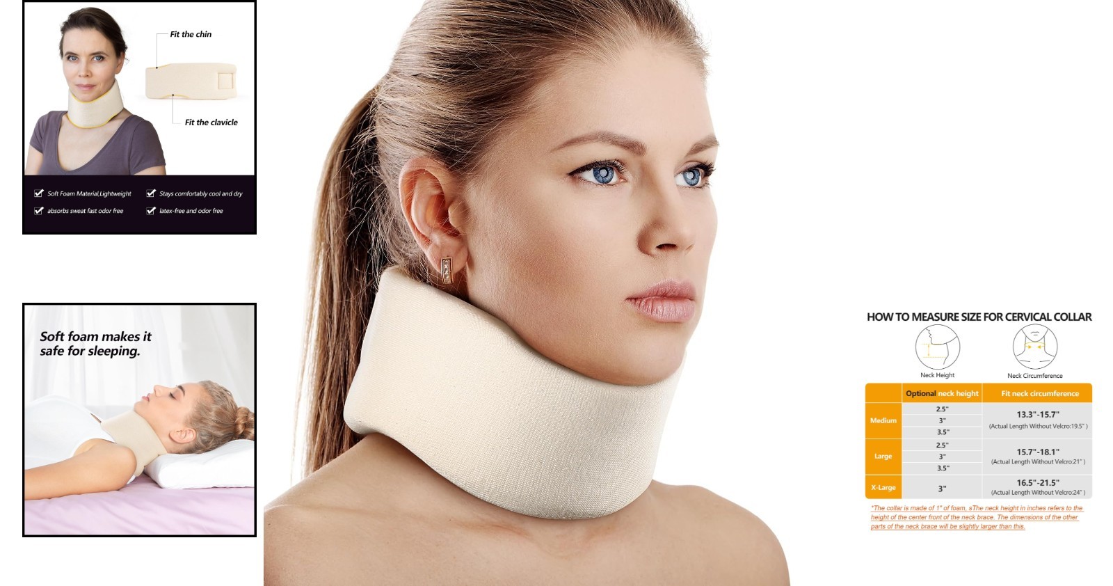 Adjustable Soft Foam Cervical Collar for Neck Pain Relief