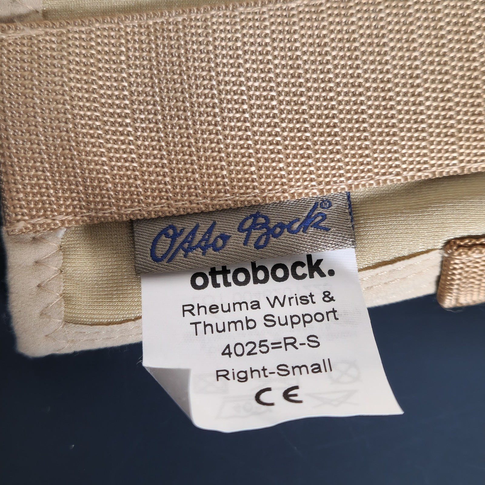 Otto Bock Wrist & Thumb Support Right Hand Size Small Tan Brace
